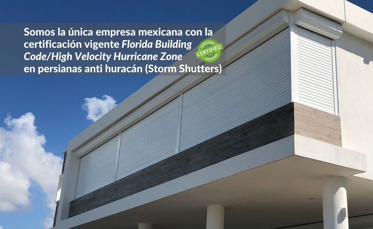 Persiana antihuracán Gaviota certificada por Florida Building Code/High Velocity Hurricane Zone
